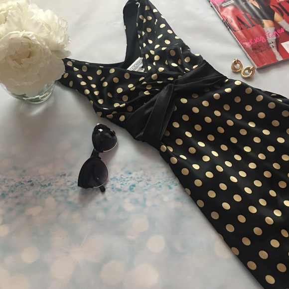 Jessica Howard Black Gold Polka Dot Dress - Picture 2 of 8